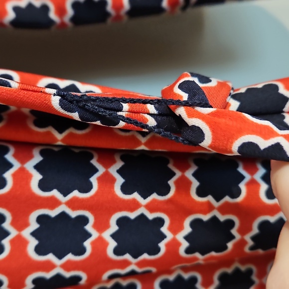 Donna Morgan Size 10 Collar Button Tie Waist Geometric Dress Final Price - Picture 5 of 9